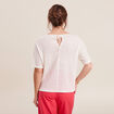 Blouse manches courtes crochet ecru femme