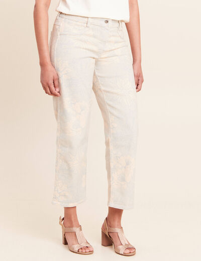 Jean r&eacute;versible droit 7/8&egrave;me beige femme