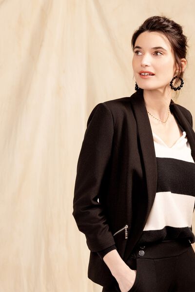 Veste esprit tailleur ajustée noir femme