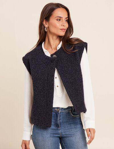 Gilet ample sans manches bleu foncé femme