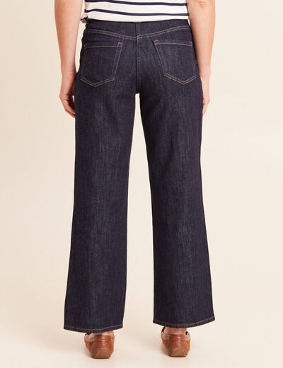 Jean coupe large 7/8&egrave;me taille haute denim brut femme