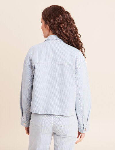 Veste ample en jean manches longues bleu femme