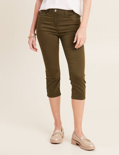 Pantacourt magique Le L&eacute;ger coupe droite vert kaki femme