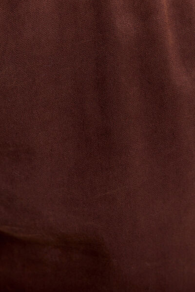 Pantalon flou taille basculée marron foncé femme