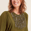 Blouse manches longues vert olive femme