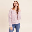 Pull droit long col v manches longues rose fushia femme