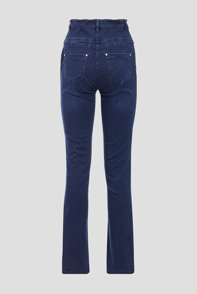 Jean droit effet gainant denim brut femme