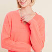 Pull manches longues rose vif femme