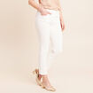Jean coupe droite 7/8&egrave;me taille bascul&eacute;e blanc femme