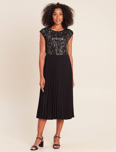 Robe midi &eacute;vas&eacute;e gris fonc&eacute; femme