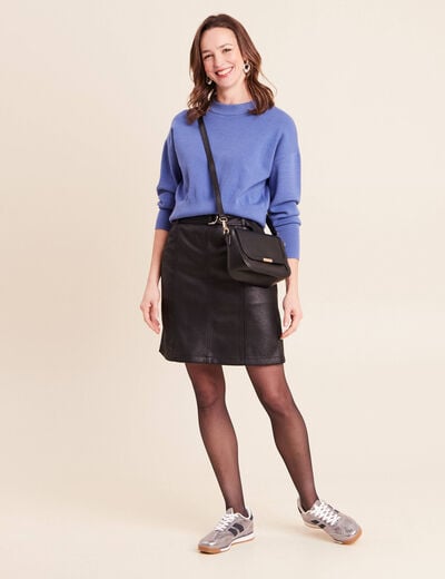 Pull droit col rond manches longues bleu femme