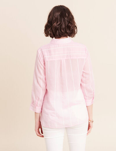 Chemise ample manches 3/4 col chemise rose femme