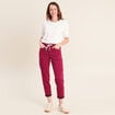 Pantalon coupe mom 7/8&egrave;me rouge fonc&eacute; femme