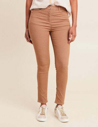 Pantalon léger taille haute 7/8ème marron femme