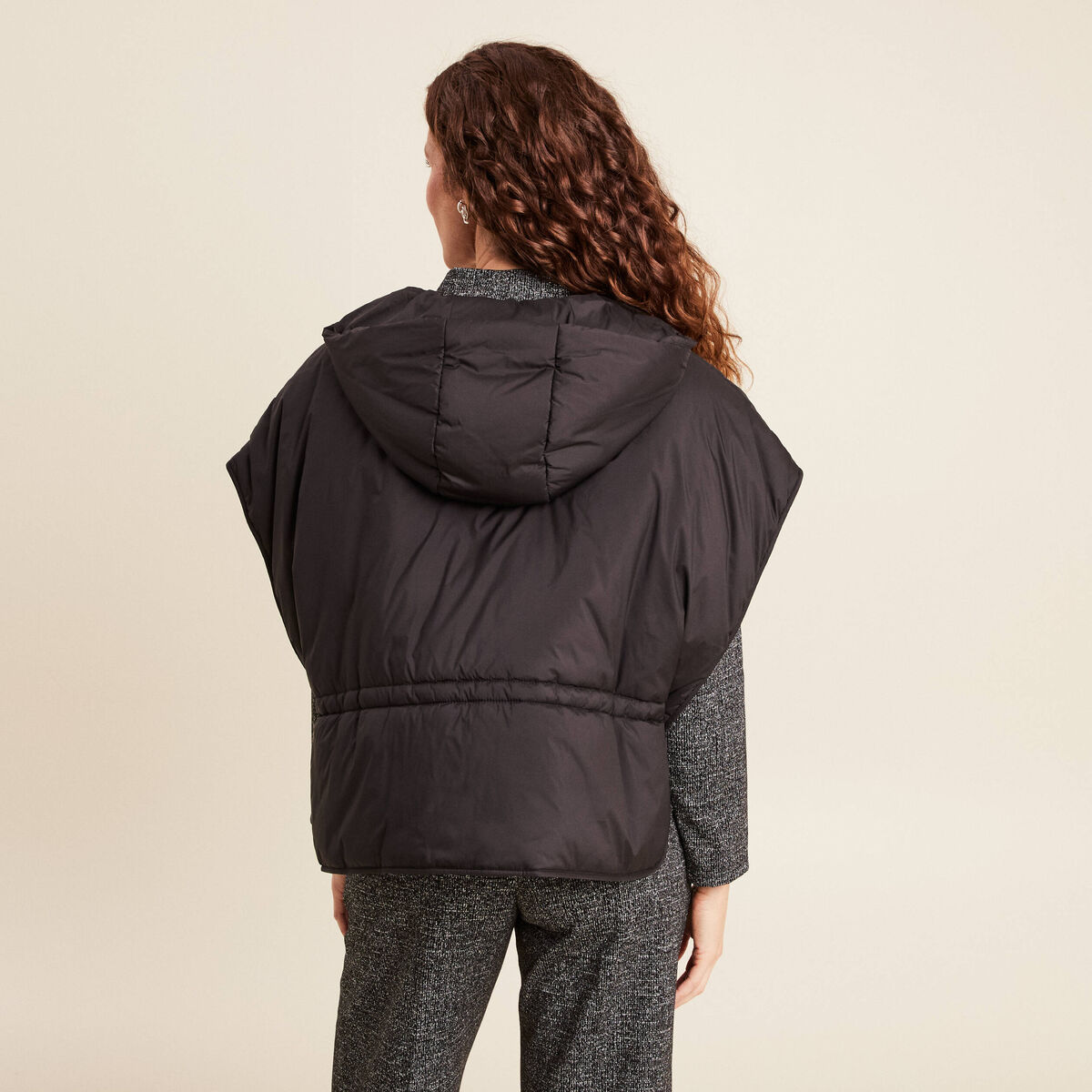Poncho coupe ample noir femme