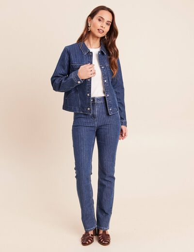 Veste manches longues en jean denim stone femme