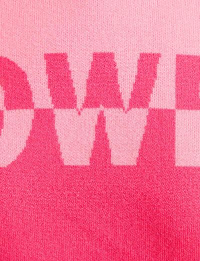 Pull col rond manches longues rose fushia femme