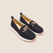 Mocassins détail chaîne noir femme