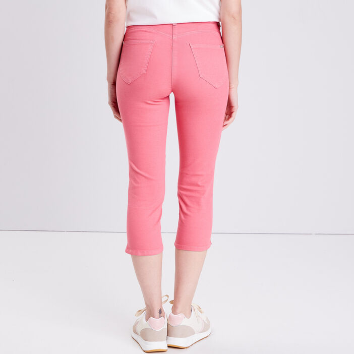 Pantacourt droit taille standard vieux rose femme