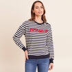 Sweat col rond &agrave; message bleu femme