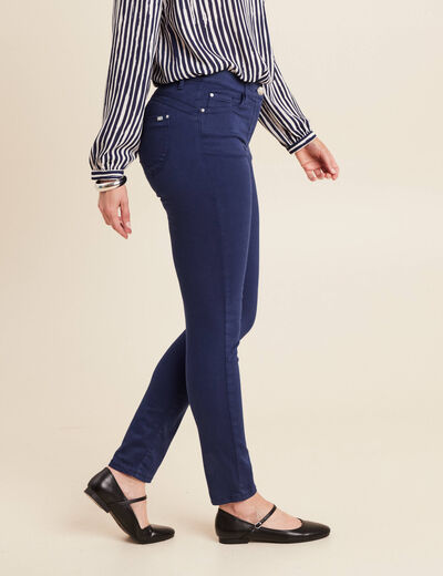 Jean magique ajusté taille standard bleu marine femme