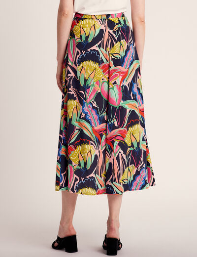 Jupe longue évasée multicolore femme