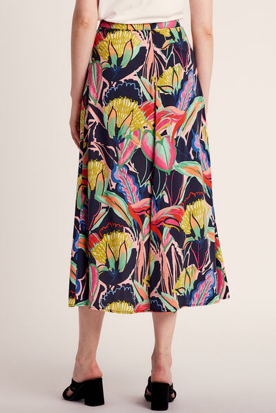 Jupe longue évasée multicolore femme