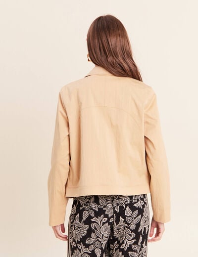 Veste doubl&eacute;e beige femme