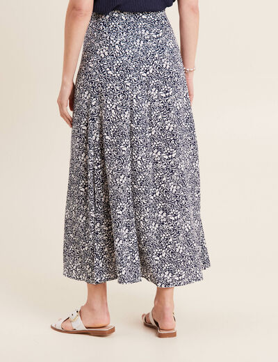 Jupe longue évasée bleu femme