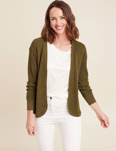 Gilet manches longues vert olive femme