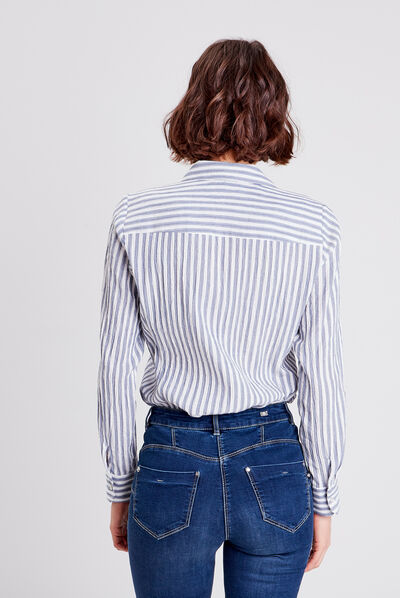 Chemise manches longues ecru femme