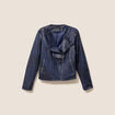 Veste droite zipp&eacute;e bleu fonc&eacute; femme
