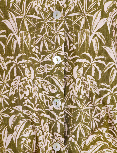 Blouse manches courtes ample vert olive femme