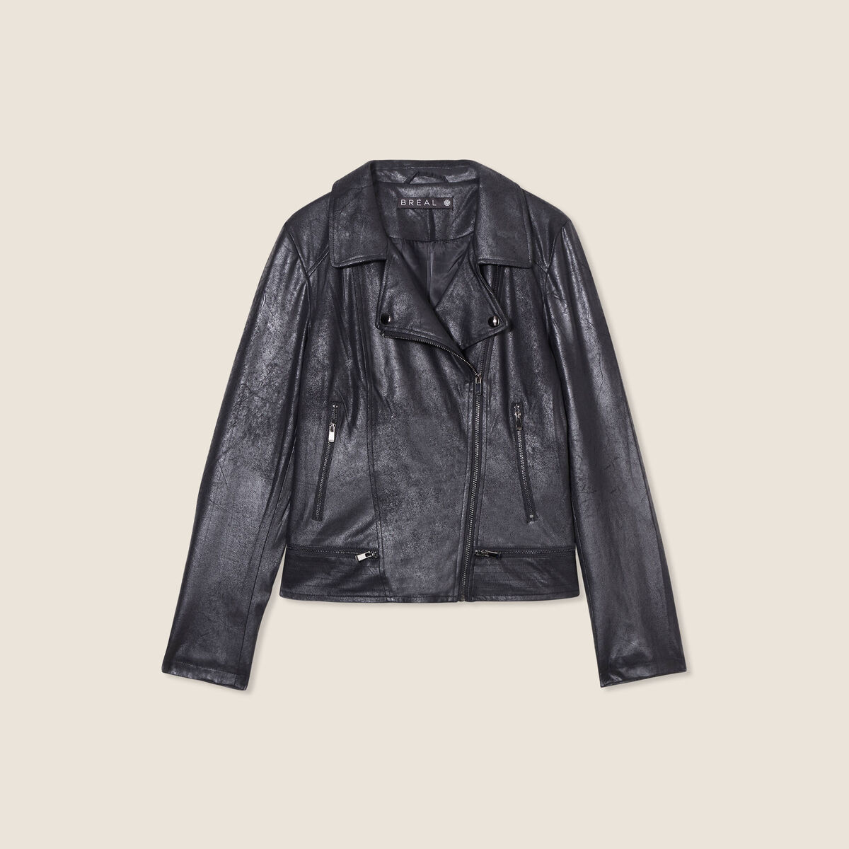 Veste esprit motard zippée noir femme
