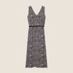 Robe midi évasée ceinturée rose pastel femme