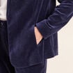 Veste tailleur velours bleu marine femme