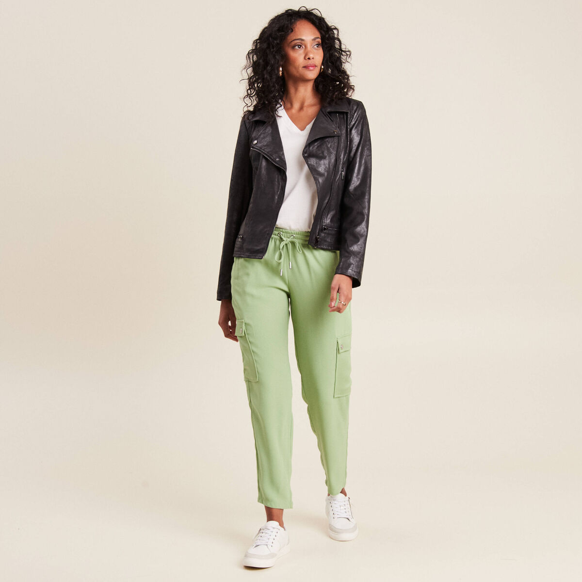 Pantalon cargo vert émeraude femme