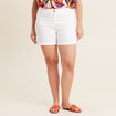 Short droit en jean blanc femme