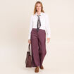 Jean large 7/8&egrave;me bordeaux femme