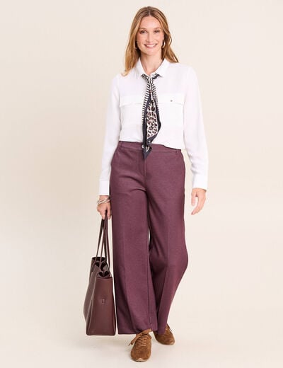 Jean large 7/8&egrave;me bordeaux femme