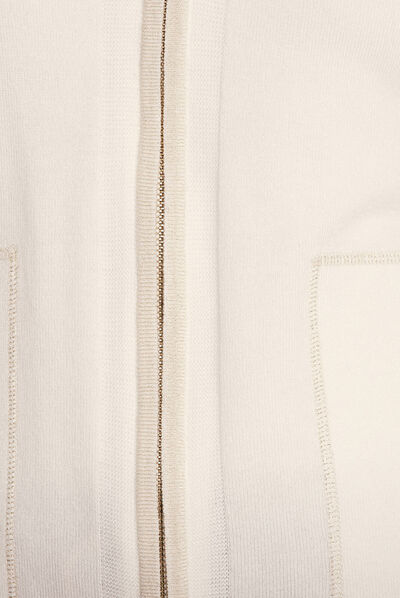 Gilet manches longues à capuche ecru femme