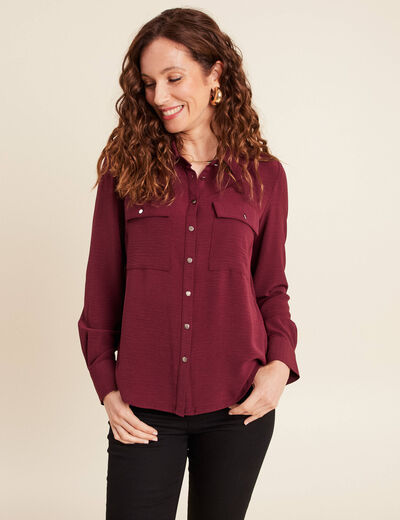 Chemise manches longues bordeaux femme