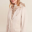 Manteau droit à capuche creme femme