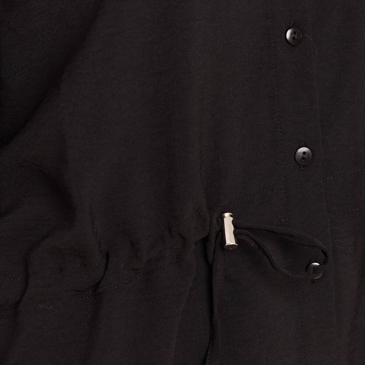 Tunique droite longue col chemise noir femme