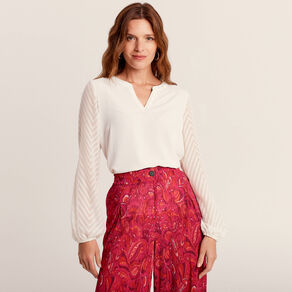 T-shirt manches longues ecru femme