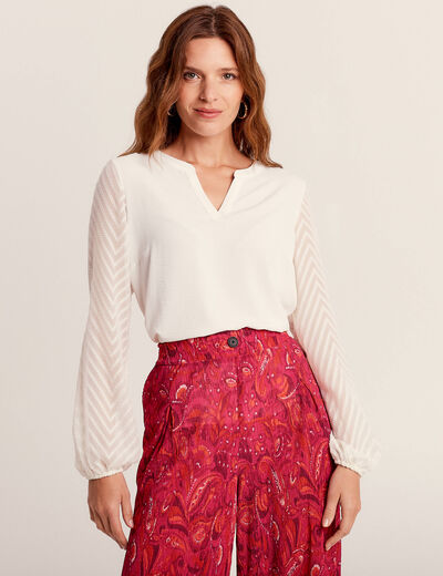 T-shirt manches longues ecru femme
