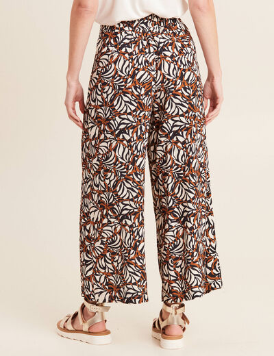 Pantalon flou large 7/8ème marron femme