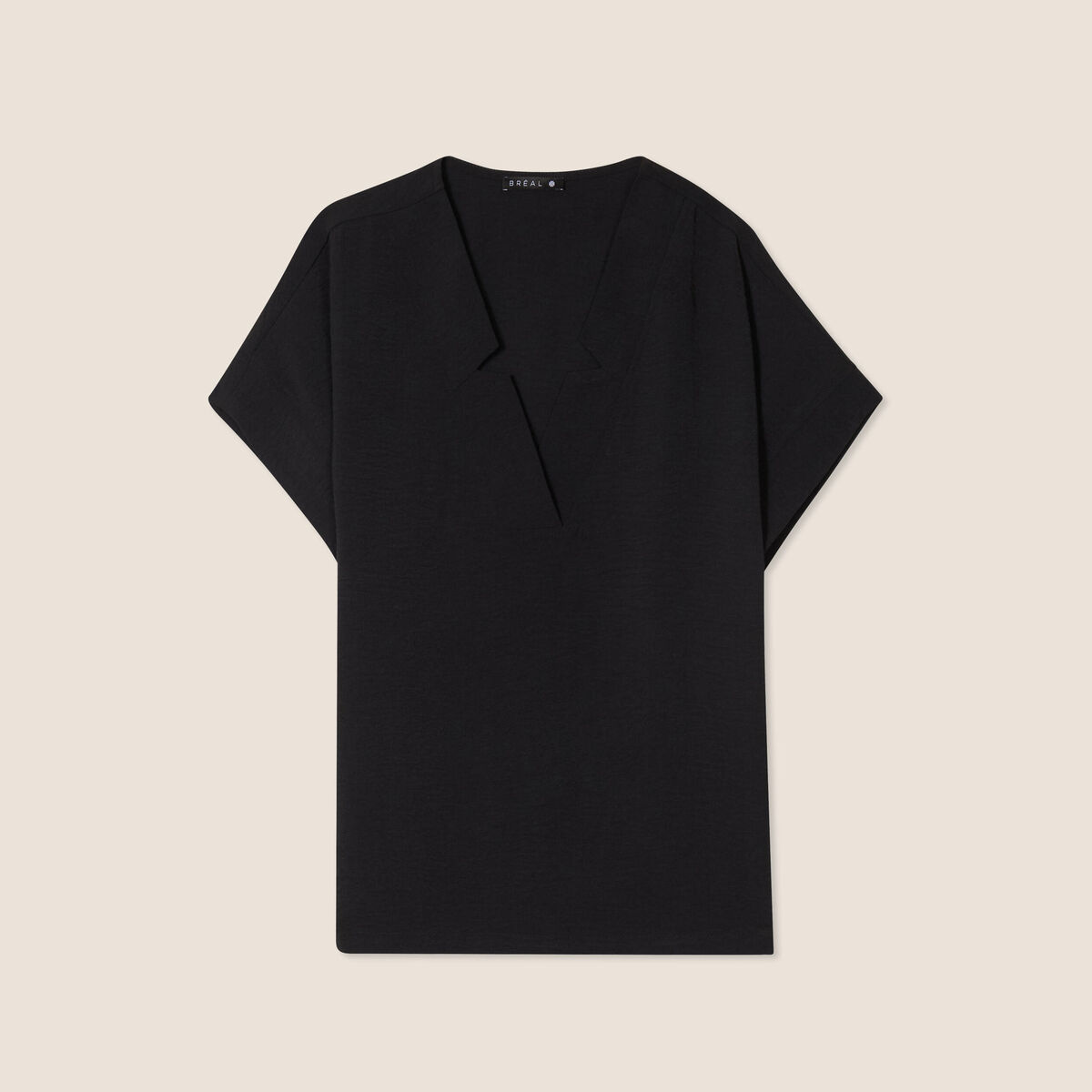 Blouse fluide manches courtes noir femme