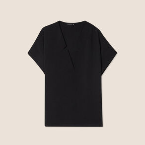 Blouse fluide manches courtes noir femme