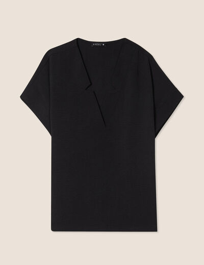 Blouse fluide manches courtes noir femme